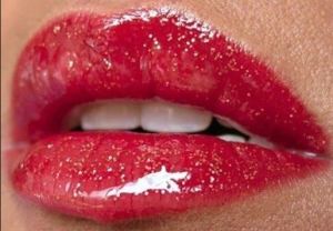 labial con purpurina